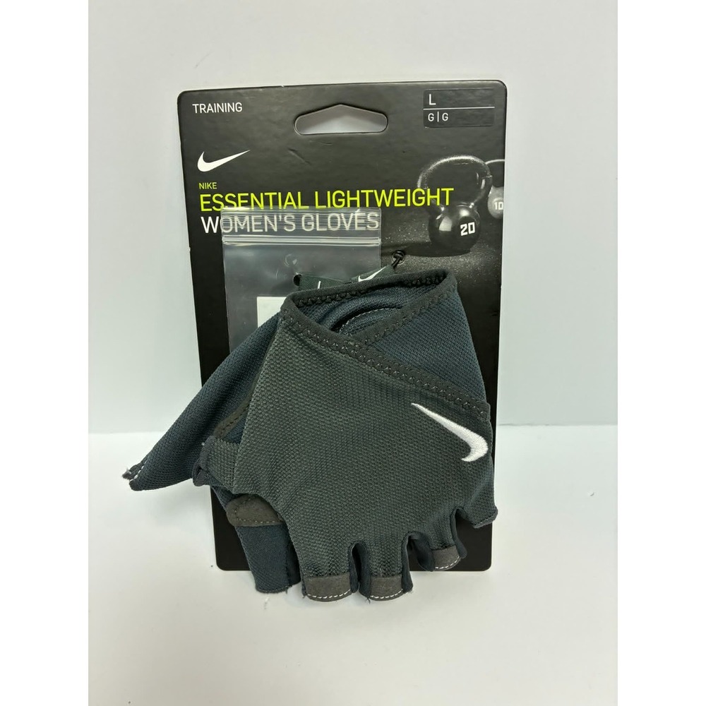 Nike Essential Lightweight Women's Training Gloves L Gray Black Gym Workout Fitn